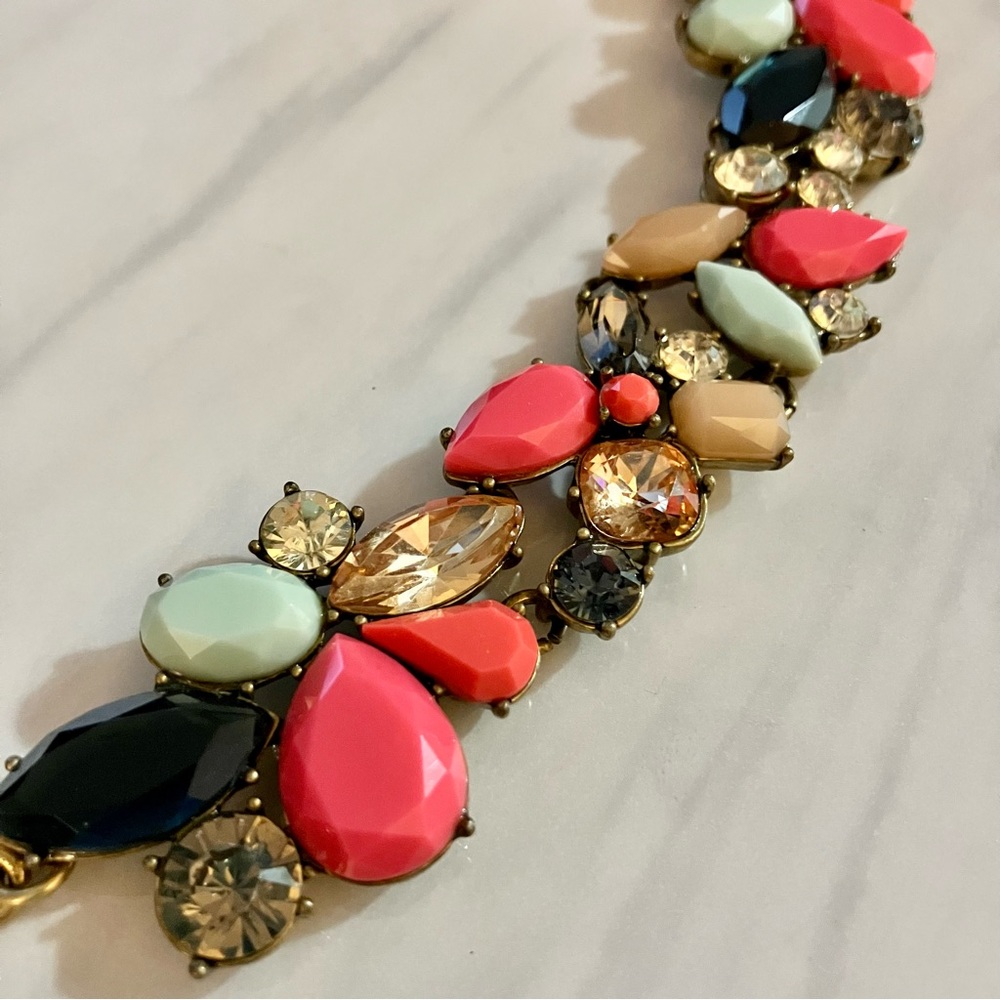J. Crew Multicolored Rhinestone Statement Necklac… - image 3